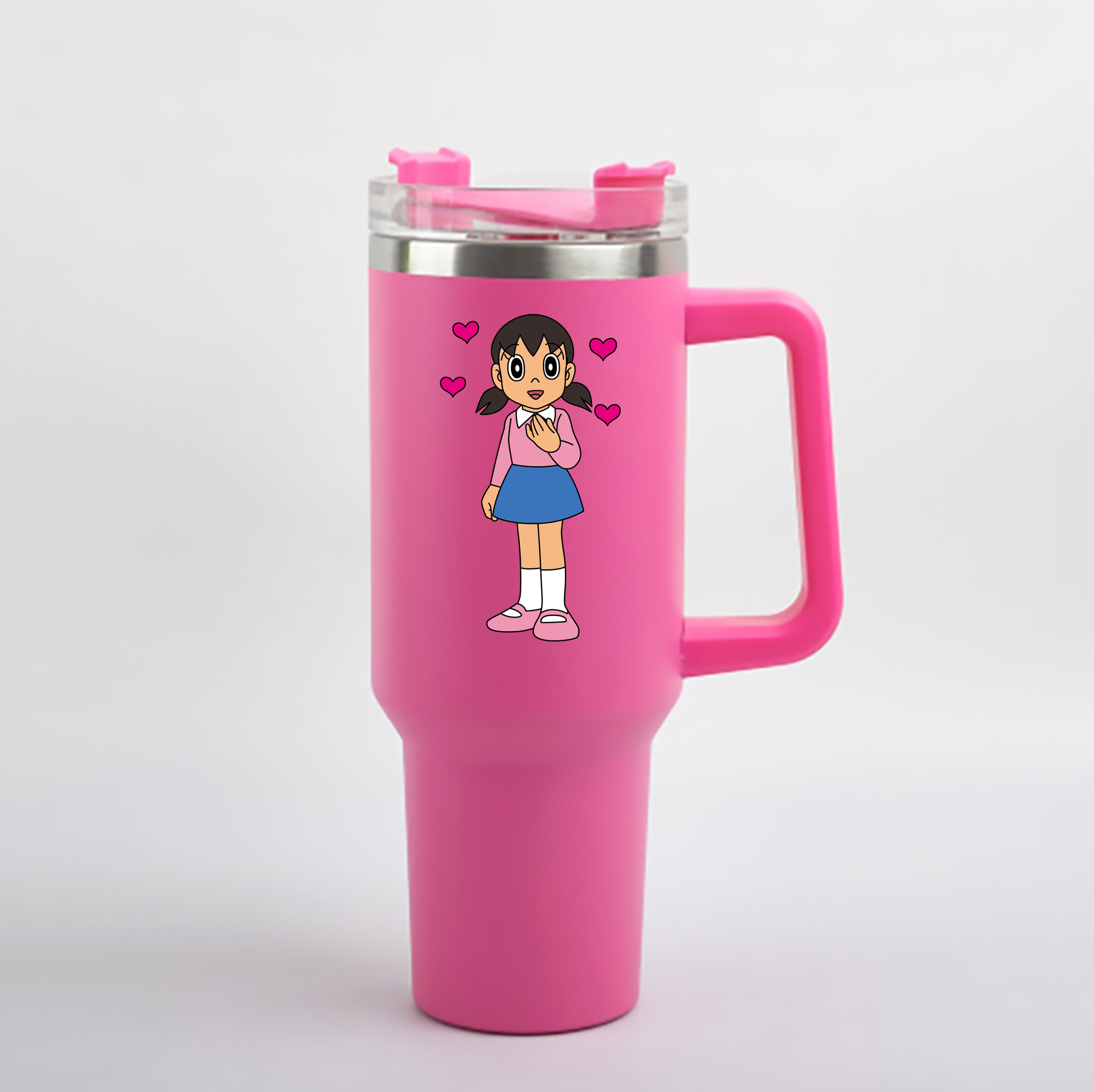 （画像用） ドラえもん みなもと しずか Doraemon Shizuka Minamoto 1200mL車用タンブラー - クリスタルステッカー（プラスチックストロー付き）